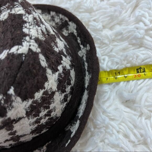 Scala Pronto brown and white fedora hat with bow NWOT - Picture 3 of 9